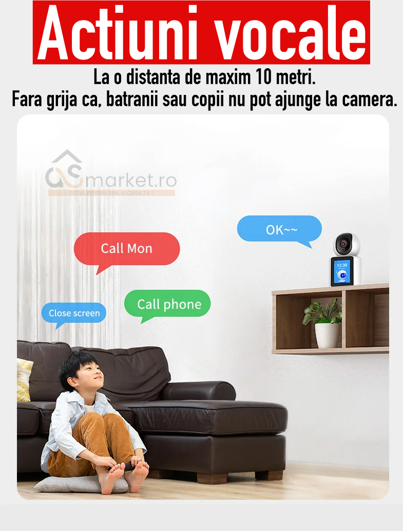 CAMERA SUPRAVEGHERE CU APELARE WIFI , ECRAN, SENZOR MISCARE,VEDERE NOCTURNA