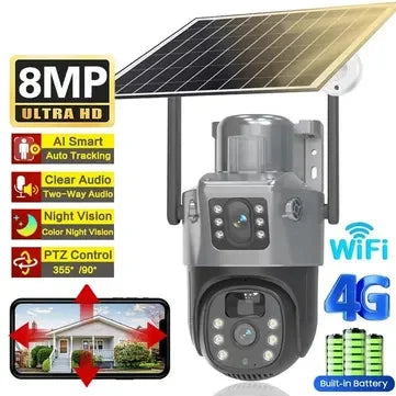 CAMERA DE SUPRAVEGHERE CU PANOU SOLAR SLOT DE CARTELA 4G DUBLA