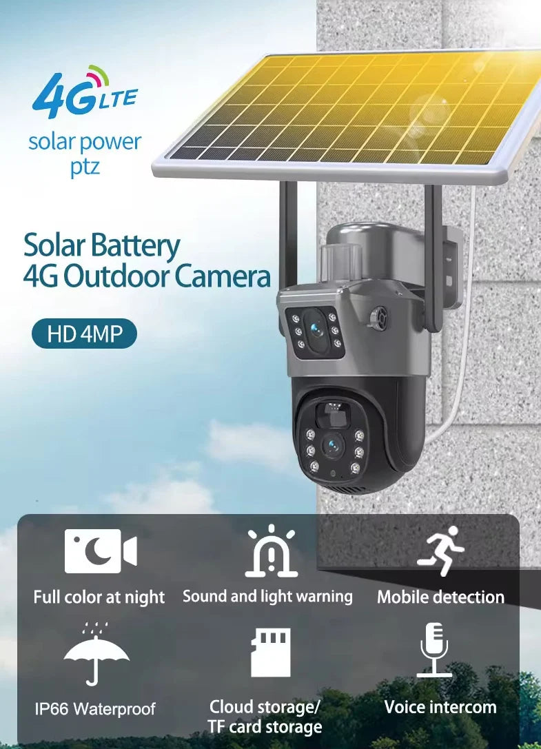 CAMERA DE SUPRAVEGHERE CU PANOU SOLAR SLOT DE CARTELA 4G DUBLA