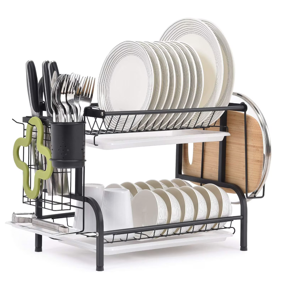 Suport vase vintage cu tavita de uscare, calitate premium kitchen rack