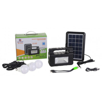 Kit cu panou solar EP-0138 cu difuzor, 3 becuri,6V - 3.2W