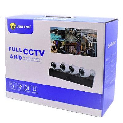 Kit de supraveghere JORTAN cu 4 camere FULL CCTV AHD, de interior/exterior