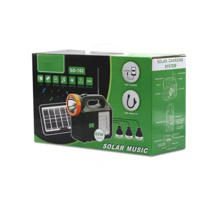 Kit Solar Iluminare GD-102 - 3 becuri - boxa si radio