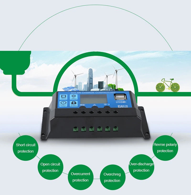 Panou solar fotovoltaic cu regulator 12-24V/10Ah