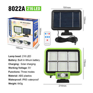 PROIECTOR SOLAR 216LED SMD 50W SENZOR MISCARE SI TELECOMANDA