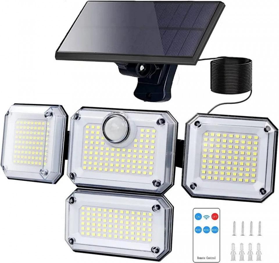 PROIECTOR SOLAR EXTERIOR 60W 296 LED CU SENZOR MISCARE SI TELECOMANDA